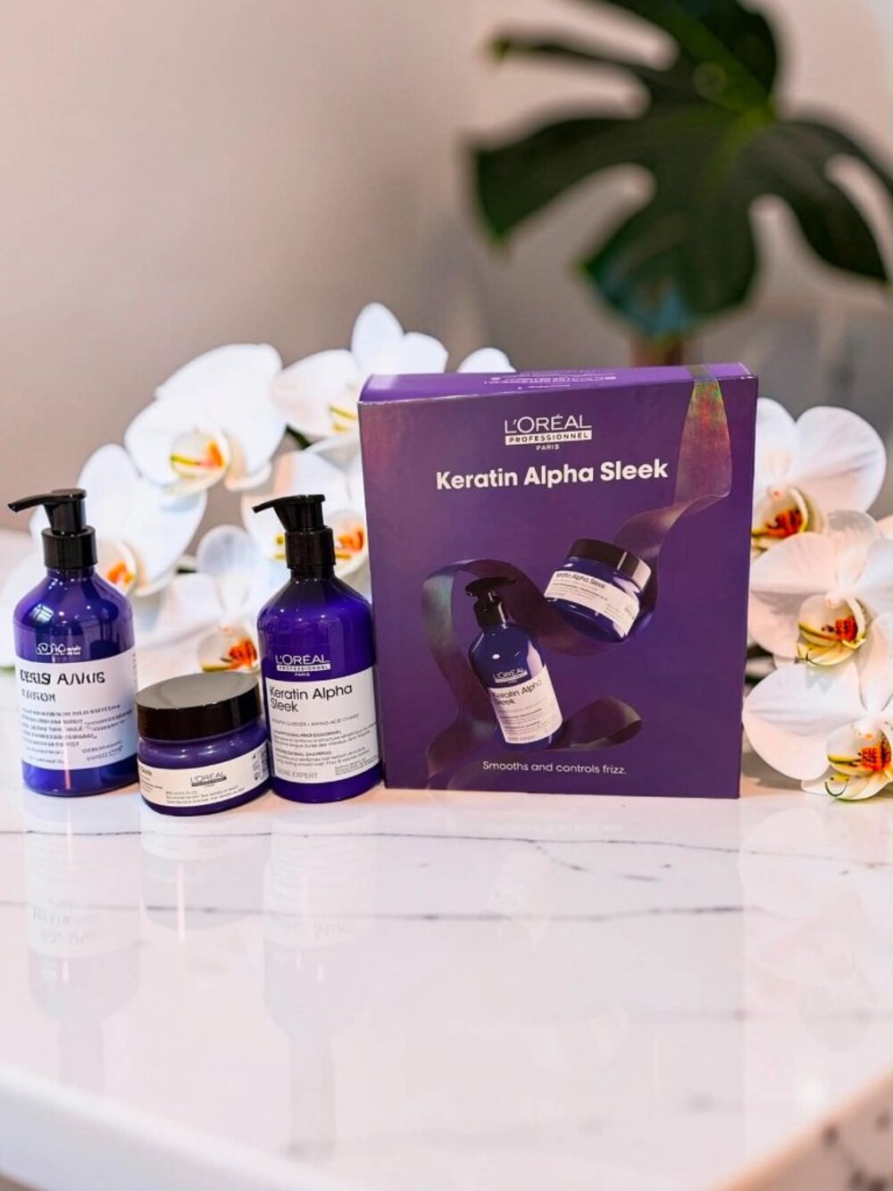 L’Oréal Keratin Alpha Sleek Anti‑Frizz Shampoo 16.9 oz Mark 8.5 oz Gift Set